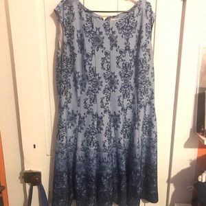 Blue Floral Princess Cut Dress